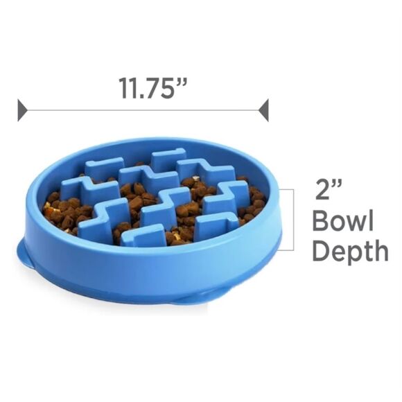 NWT Outward Hound Slo Bowl Blue LARGE Slow Feeder Anti Bloat Dog Bowl - Picture 6 of 9